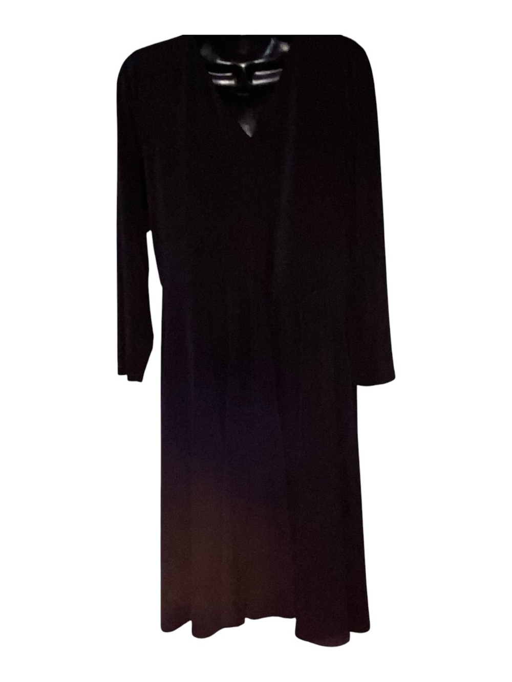 Torrid Woman's Plus Size 1 Black Midi Length 3/4 Sleeve Dress Elastic Waist - Picture 3 of 10